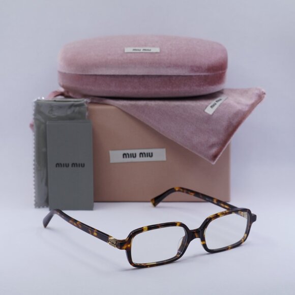 Miu Miu MU11ZS 14L08N Sunglasses Havana Rectangle Frame, Blue light Block Lenses